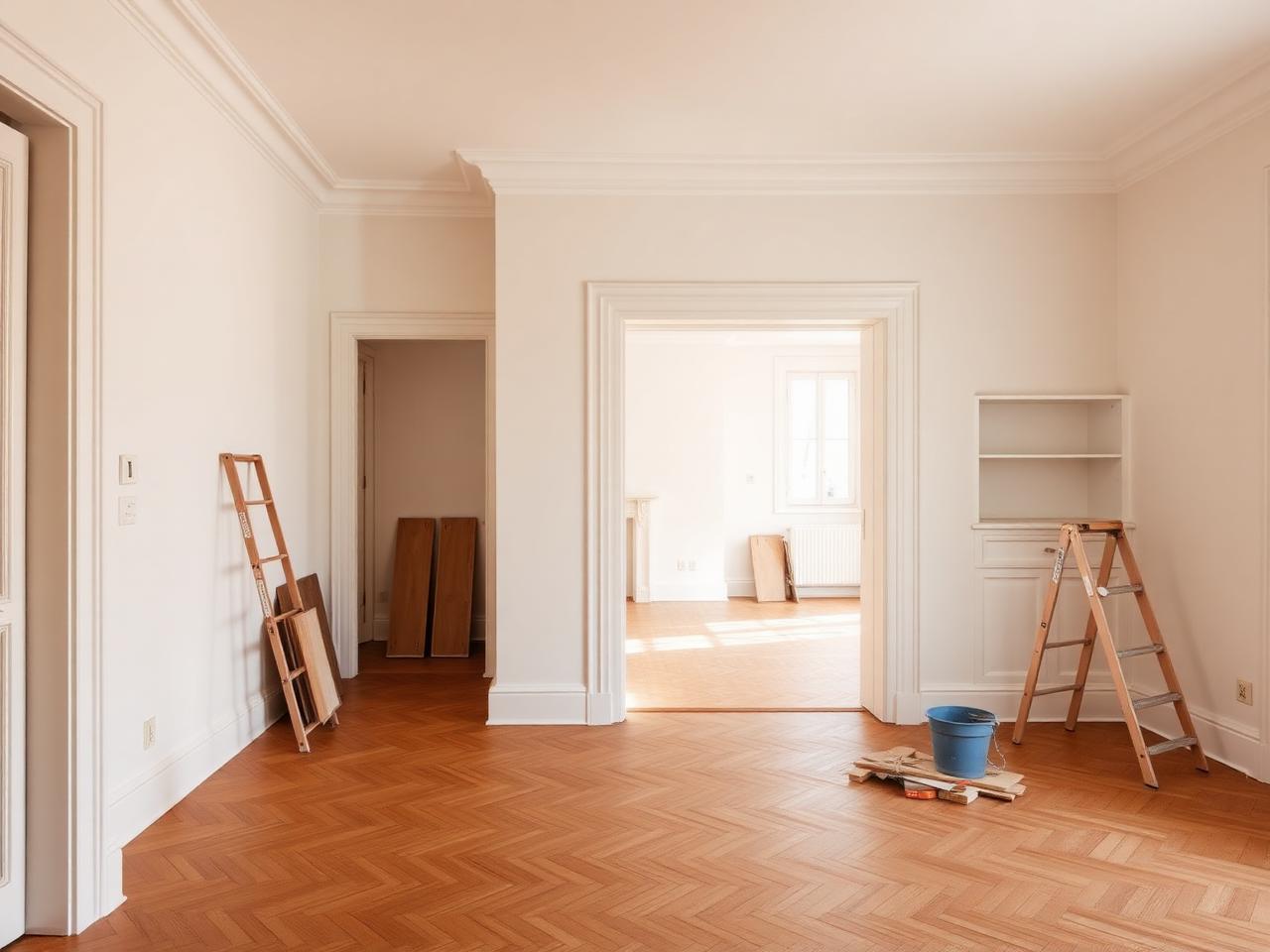 Obra de remodelação em curso num apartamento português